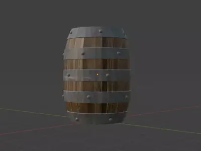 Medieval wooden Barrel Set Free 3D model