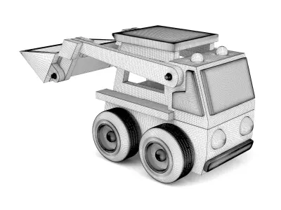 Wooden toy bulldozer 07 3D model