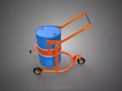 OIL DRUM BARREL TRANSPORT TROLLEY CARRIER LIFTER CART DOLLY LOAD 3D model