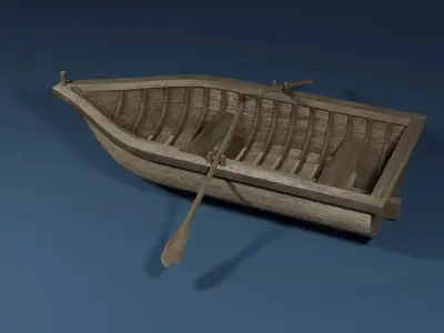 Rowboat wooden boat 3D model purchase