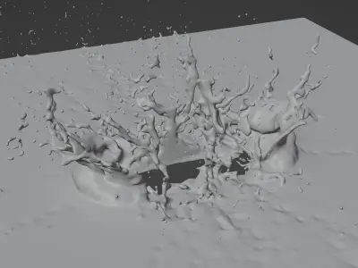 Animated liquid water splash simulation 3D model
