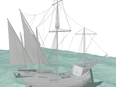 Venetian Ship XIV Century Low-poly 3D model