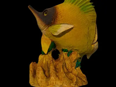 A figurine of a sea fish Low-poly 3D model