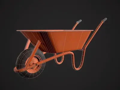 Low Poly Wheel Barrow Free low-poly 3D model