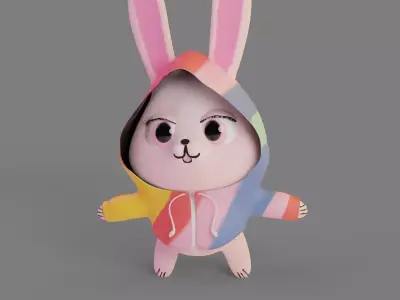 Cute Bunny 3d model Low-poly 3D model