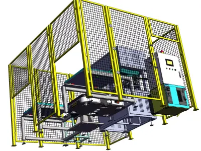 Aluminum mold shaping robot loading and unloading station 3D model