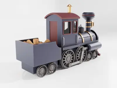 Train Carrying Wood Low-poly 3D model