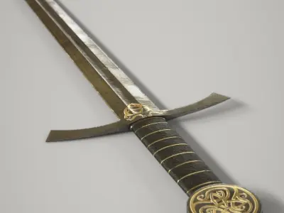 Steel Long Sword Low-poly 3D model