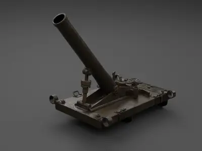 Type 11 70mm Infantry Mortar Low-poly 3D model