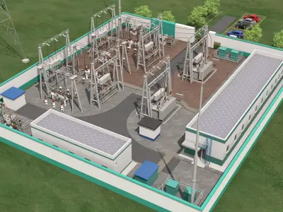 Electrical power substation-power station 3D model buy