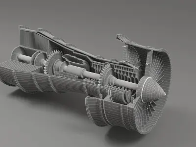Aircraft Turbine Cutaway 3D model