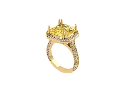  Asscher Art -deco Ring 3D print model