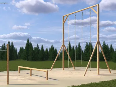 Training Crossbar with Ropes 3D model