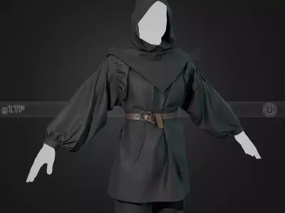 Black And Brown Medieval Outfit Low-poly 3D model