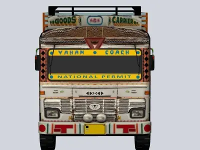 Indian truck with interior Low-poly 3D model