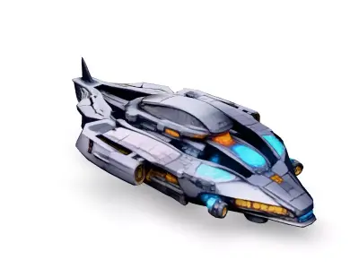 Scifi Gunship HighDetail 3D Model Low-poly 3D model