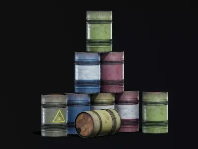 Metal Barrel Pack Free low-poly 3D model