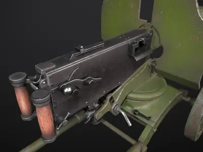 Machine gun Maxim Low-poly 3D model