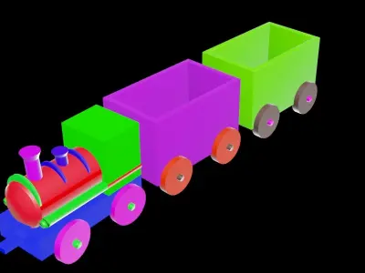KIDS CARTOON TRAIN Low-poly 3D model