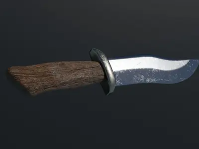 Hunting Knife Low-poly 3D model 2