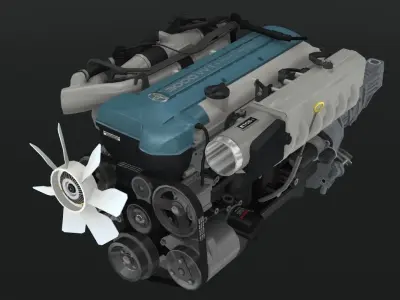Toyota 2JZ GTE VVTi engine Low-poly 3D model