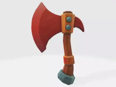 Battle axe Low-poly 3D model 9