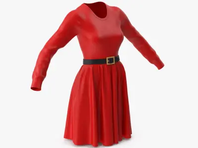  Dress Red with Belt 