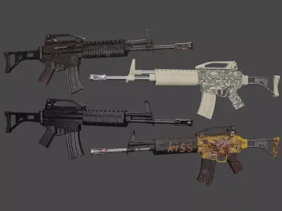 Senapan Serbu 2 low poly gun  Low-poly 3D model