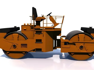 Compactor road roller Low-poly 3D model