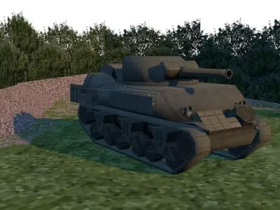 M4 Sherman Low Poly 3D Model PSX WWII Tank - Game Ready 3D model