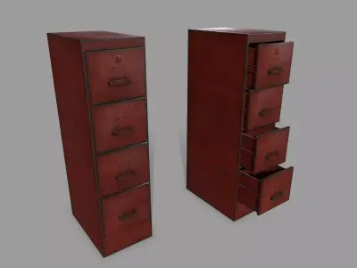 Cabinet metal file with drawers Low-poly 3D model