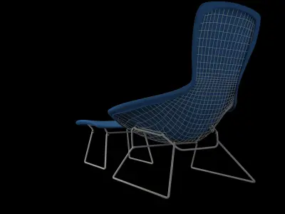 Bertoia bird chair and ottoman 3D model