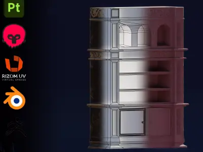 Bookcase Low-poly 3D model purchase