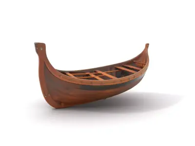 Medieval Wooden Longboat Model Pack Low-poly 3D model