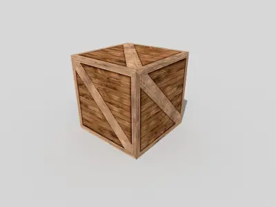 low poly wooden box Low-poly 3D model 4
