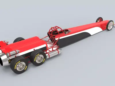 Twin-engined jet dragster 3D model