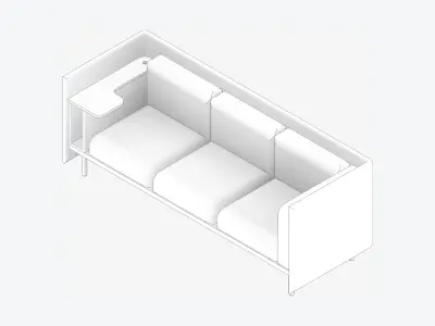 Sofa - Contemporary - Flame - Medium Work Shelf - Left Low-poly 3D model purchase