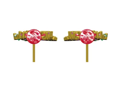 Antique Multi Color Diamond Art Deco Earring 3D print model