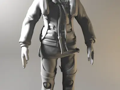 Pilot man in space suit 3D model