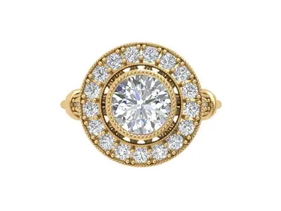 Solitaire Engagement Art Deco Ring 3D print model 71