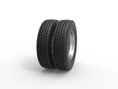 Rear custom wheel of semi truck Version 24 Scale 1 to 25 3D print model