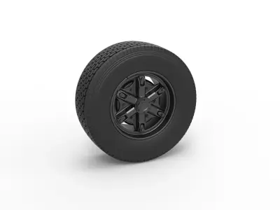 Front float 6 spoke truck wheel Scale 1 to 25 3D print model