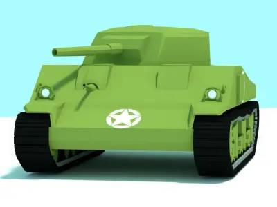 M4 Sherman Tank Low-poly 3D Model for mobile game and VR  Low-poly 3D model