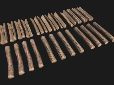 Firewood Logs Low-poly 3D model