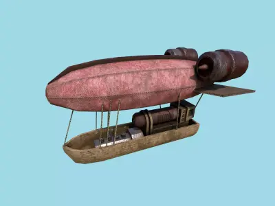 Steampunk Airship - Sci-Fi Aircraft 04 - Flying Ship Low-poly 3D model
