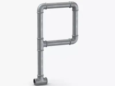 Galvanized Steel Pipe Letter P 3D model