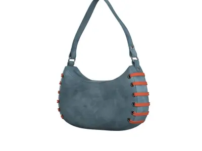 Blue Suede Baguette Bag 3D model