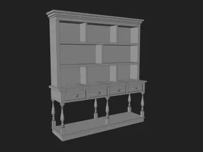 Vintage Wooden Shelf with Drawers Low-poly 3D model
