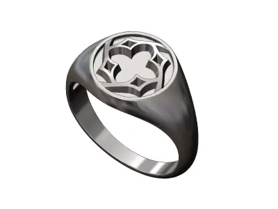 Gothic ornament signet ring 3D print model