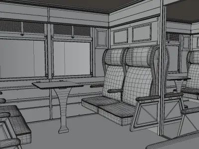 Vintage Train Interior Low-poly 3D model
